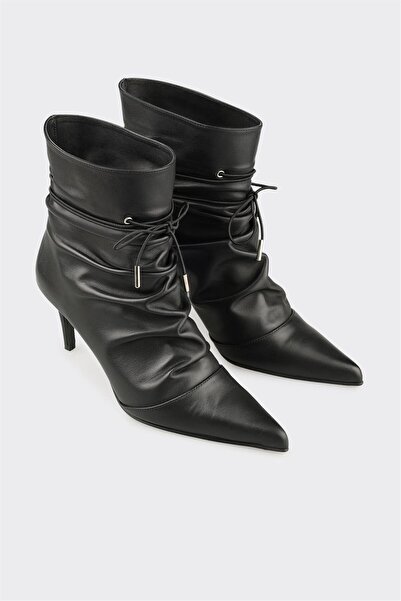 Elle Shoes Siyah Deri Kadın Klasik Bot