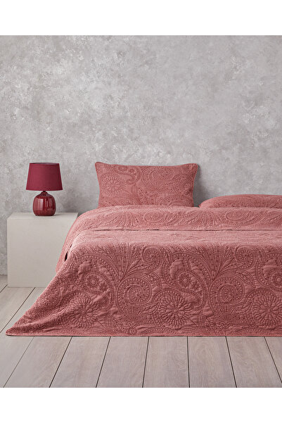 English Home Jardin Belle Tek Kişilik Yatak Örtüsü Takımı 160x220 cm Bordo