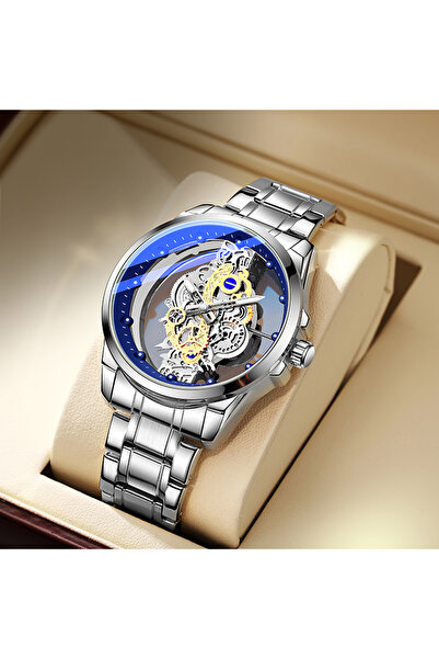 Choice ساعات يد كوارتز أوتوماتيكية فاخرة للرجال باللون الفضي والأزرق من TPW، ...