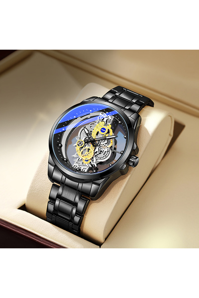 Choice ساعات يد كوارتز أوتوماتيكية ذهبية الهيكل العظمي للرجال من Black2 TPW، ...