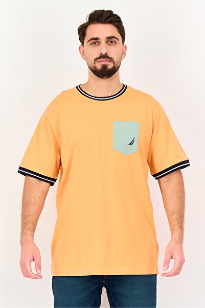 Nautica Men Crew Neck Short Sleeve Embroidered Logo T-Shirt, Orange
