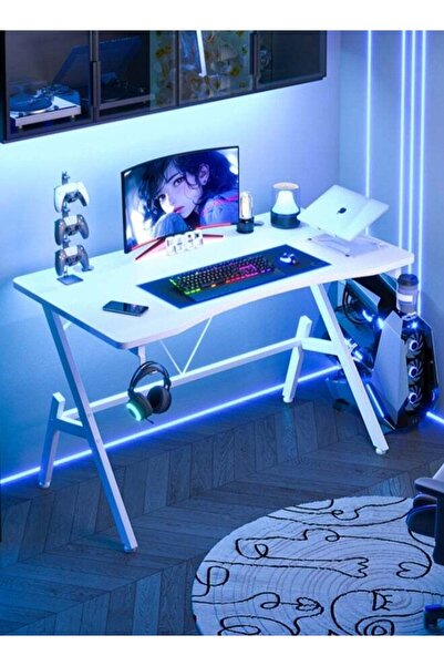 Bangiga Gaming Table - Ergonomic Carbon Fibre Gaming Desk with Cup Holder & Headset Hook