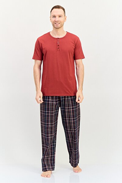 Algspar طقم رجالي مكون من قطعتين من قميص منقوش وملابس نوم بيجاما، متعدد الألوان