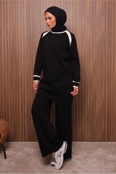 TRENDTESETTÜR Women's Black Pants and Knitwear Set t 9607