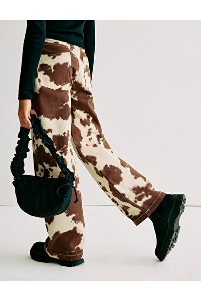 Marks & Spencer Saf Pamuk Geniş Paça Desenli Kot Pantolon (6-16 Yaş)