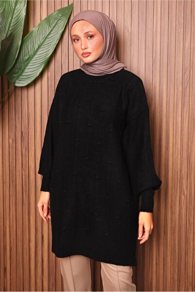 TRENDTESETTÜR Women's Black Knit Tunic t 6107