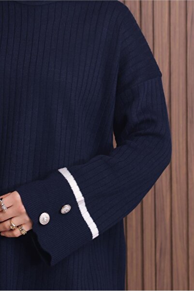 TRENDTESETTÜR Women's Navy Blue Tricot Tunic t 0217