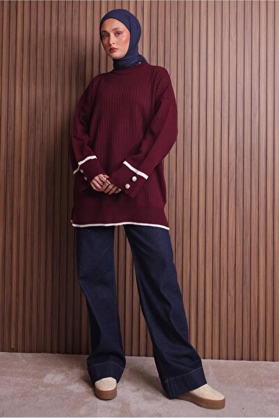 TRENDTESETTÜR Women's Burgundy Knit Tunic t 0217