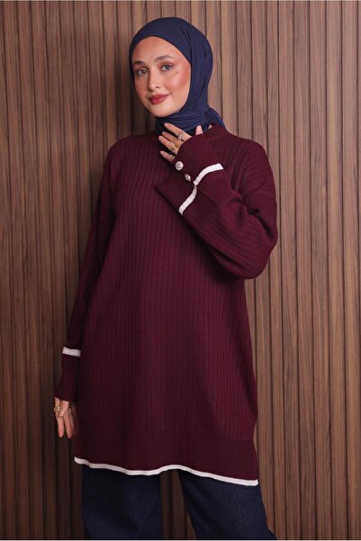 TRENDTESETTÜR Women's Burgundy Knit Tunic t 0217