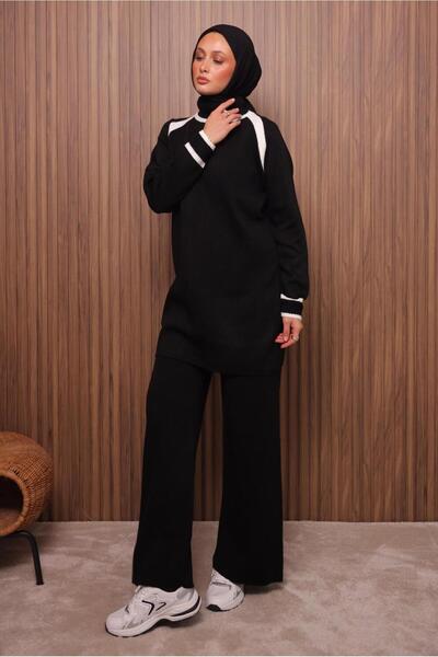 TRENDTESETTÜR Women's Black Pants and Knitwear Set t 9607