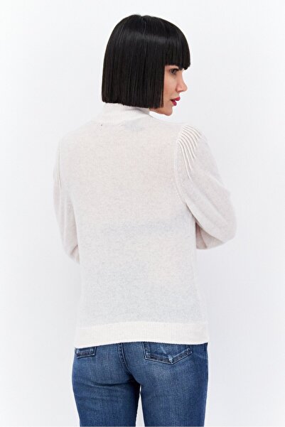 Aqua Women Mock Neck Heather Sweater, Off White