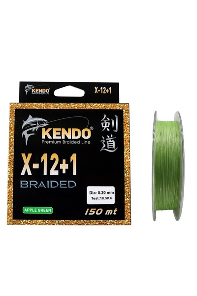 Kendo X-12+1 Braided 150mt 0.20mm Apple Green Örgü İp Misina