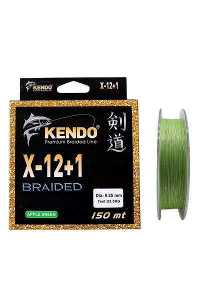 Kendo X-12+1 Braided 150mt 0.25mm Apple Green Örgü İp Misina