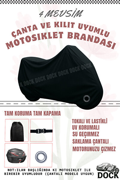 Dock Kawasaki Z7 ÇANTA VE KİLİT UYUMLU SİYAH MOTOSİKLET BRANDASI (GÜNEŞ-SU GEÇİRMEZ)