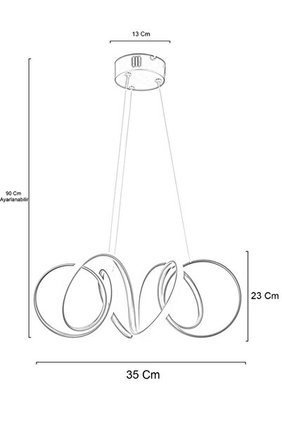 Capella Aydınlatma Dolares Modern Sarkıt 3 Renk Işık Avize Salon Mutfak Oda Hol Ledli Avize