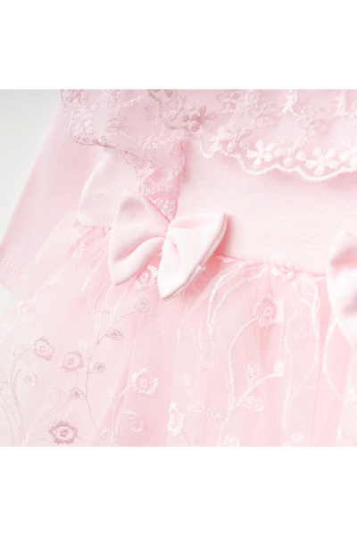 Miniday Baby Kız Bebek Mevlütlük Elbise Dantelli Bandanalı