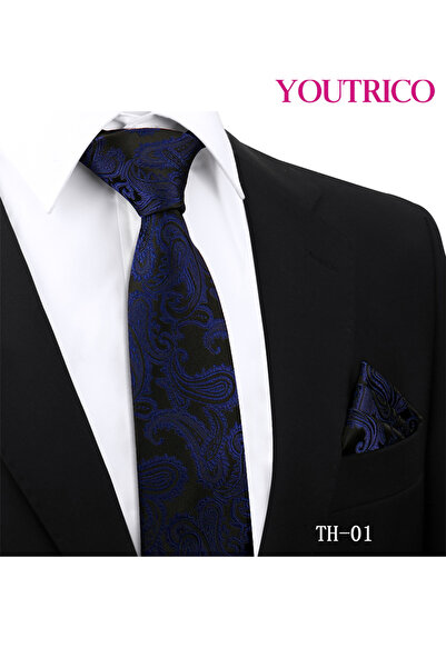 Youtrico 2PCS Tie and Handkerchief Set-Artisanal Business Handmade Formal Hanky Suit