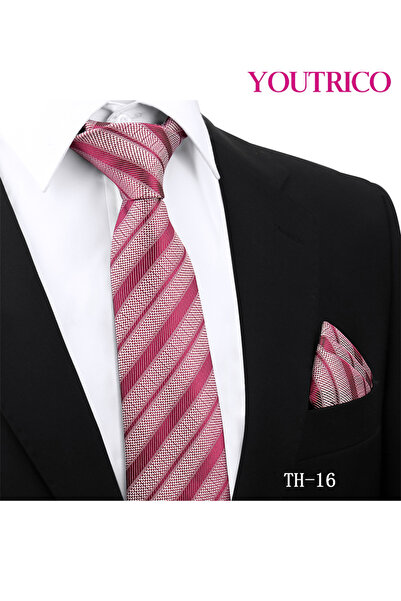 Youtrico طقم ربطة عنق ومنديل من قطعتين - بدلة رسمية مصنوعة يدويًا