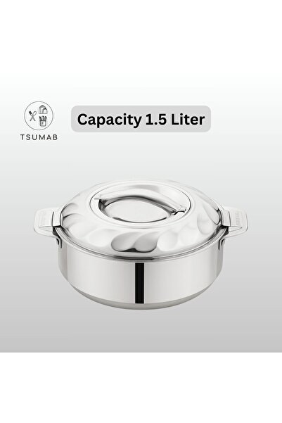 TSUMAB Double Wall Stainless Steel Hot Pot Casserole – 1.5 Liter