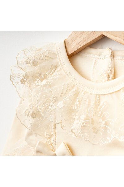 Miniday Baby Kız Bebek Mevlütlük Elbise Dantelli Bandanalı