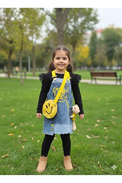 Şimo Butik Kız Çocuk Kotlu Salopet Çantalı Oyuncaklı Takım Özel Tasarım (Oyun...