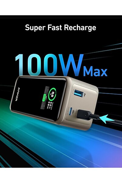 Anker بنك الطاقة برايم، 20,000 مللي أمبير/ساعة، شاحن محمول بقوة 200 وات (2 منفذ USB-C + 1 منفذ USB-A)