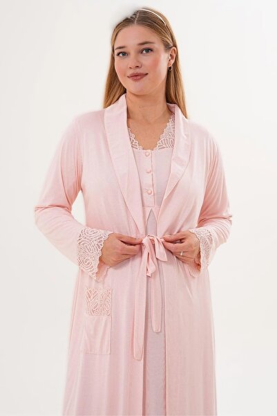 LOHOUSE Women's Shawl Collar Lace Long Sleeve Special Design Maternity Nightg...