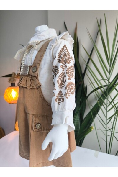 Şimo Butik Girl's Denim Salopet Authentic Vintage Special Design (Denim Dress+Blouse)