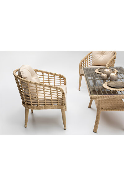 Vieno Home Garden RODOS MİNİ RATTAN BAHÇE BALKON OTURMA GRUBU