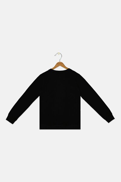 Sonic Kids Boy Crew Neck Graphic Print Long Sleeve Sweatshirt, Black