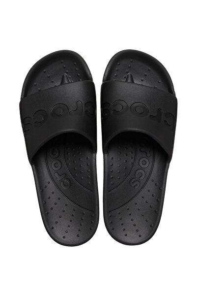 Crocs Унісекс тапочки з логотипом бренду щільні та неслизькі зручні міцні товсті підошви з однією стрічкою чорного кольору