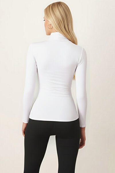 armonika Γυναικεία λευκή μπλούζα με μακρύ μανίκι με ολόσωμο ζιβάγκο ARM-26K135006