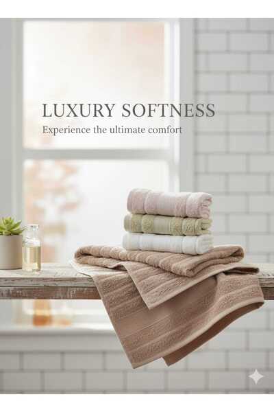 SARİNA renkli bir dünya Luxury Softnes 4-Piece 30X50 cm Hand and Face Towel Set / Kitchen Towel