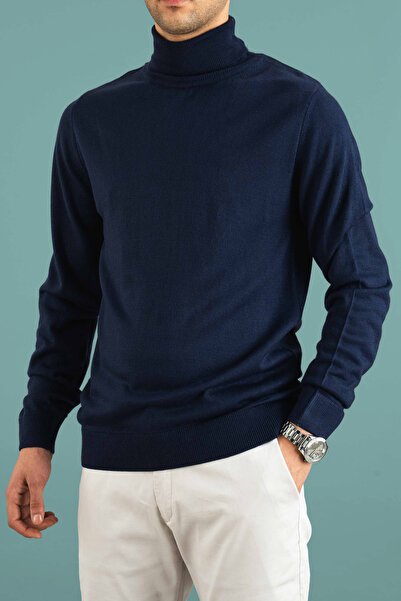 bombe Ανδρικό πλεκτό πουλόβερ με ζιβάγκο με λεπτή εφαρμογή