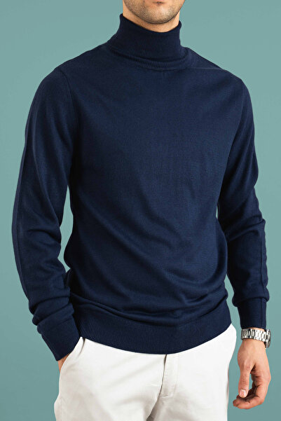 bombe Ανδρικό πλεκτό πουλόβερ με ζιβάγκο με λεπτή εφαρμογή