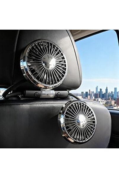 HASTHIP Dual USB Car Fan with LED, Flexible Goose-Neck Headrest Mount, 3 Spee...