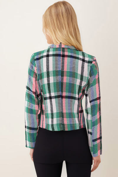 armonika Women's Coral Double-Breasted Collar Tweed Crop Jacket Arm-24K001014