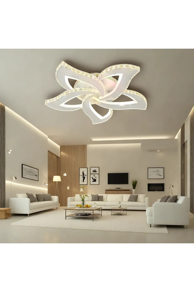 RFAN LED Chandelier, Model R9097-5, With Remote Control, 3 Types of Ligh, 76W, White