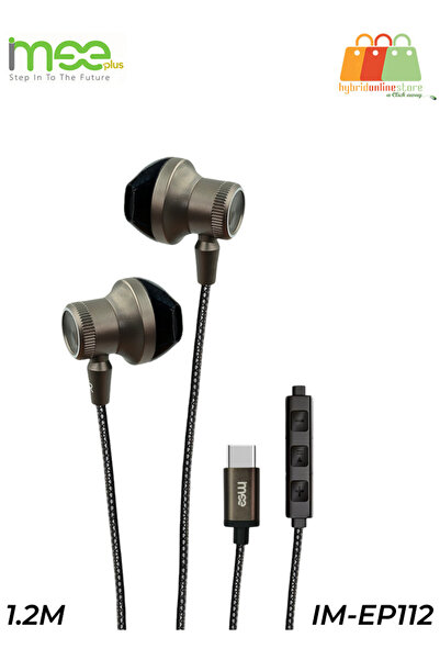 iMee سماعة أذن ستيريو Plus IM-EP112 من النوع C مزودة بميكروفون ومشغل 14 مم وصوت عالي الدقة وصوت جهير قوي
