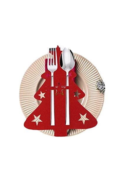 Avatto Decorațiuni tacâmuri de Crăciun (brad), 21 x 17 cm, roșu, set de 6 -