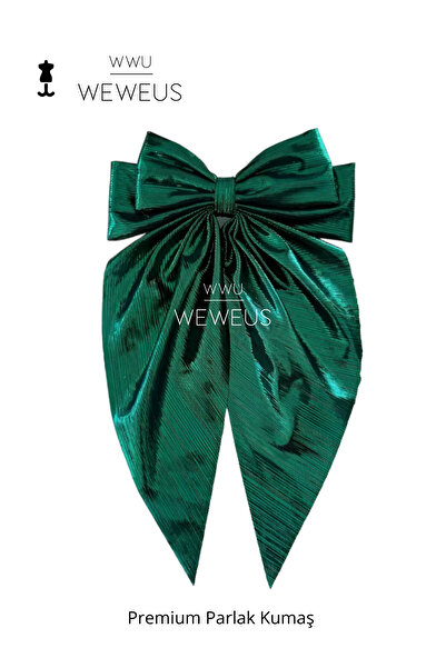 Weweus Cataramă cu fundă lucioasă, verde închis, premium pentru femei