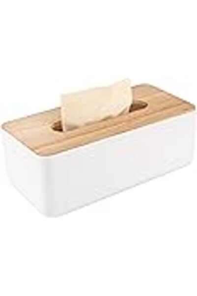 Generic Wood Tissue Box Cover (Oak Finish) - Square Wooden Tissue Holder for Bathroom/Bedroom/Desk