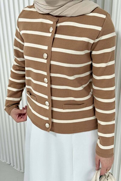 Melike Tatar Ριγέ Πλεκτό Ζακέτα 70-2419