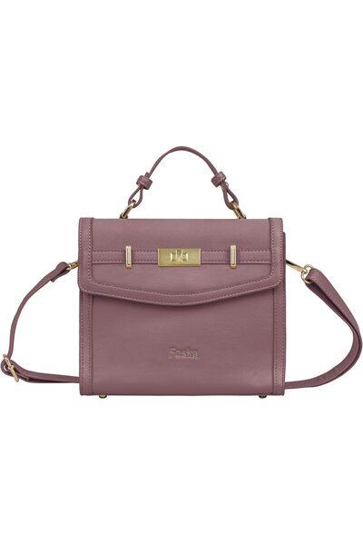 FOSKA Women's Shoulder Bag - High-Grade PU Leather Handbag with Gold Accents