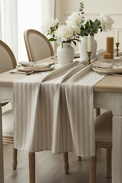 Markaev Stripe 100% Cotton Beige Cream Luxe Runner 50X150