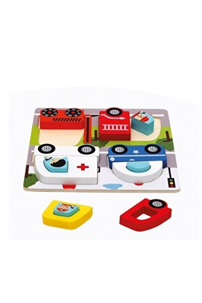 Flippy Montessori Toy 3D Puzzle Wooden, 36+ Months, Cars Model, 18 x 18 x 1.5 cm, Multicolor