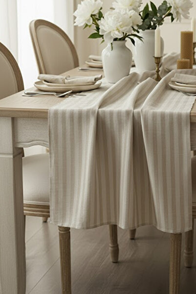 Markaev Stripe 100% Cotton Beige Cream Luxe Runner 50X150