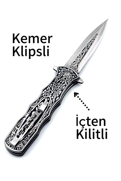 Nokta Outdoor KAMP OUTDOOR MTECH ÖN ARKA İŞLEMELİ ÇAKI 23 CM KİLİTLİ KEMER KLİPSLİ 22O GR AĞIR HEYBETLİ