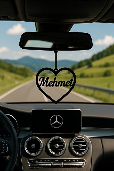 VENON زخرفة معدنية لمرآة الرؤية الخلفية على شكل قلب مع كلمة 'حب' منقوشة، تعلي...