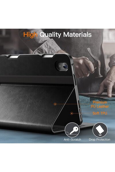 JETech Case for iPad Mini 6 (8.3", 2021) - PU Leather Foldable Cover with Pencil Holder, Black